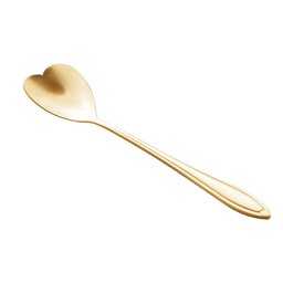 Cj 4 Colheres Aço Inox para Chá Heart Dourado Wolff - 1