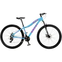 Ver imagem 1 de Bicicleta Colli Eudora Aluminio Aro 29 Disco-Shimano 21V Cor Azul Champanhe com Rosa Neon Tamanho do Quadro 15,5