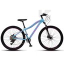 Ver imagem 3 de Bicicleta Colli Eudora Aluminio Aro 29 Disco-Shimano 21V Cor Azul Champanhe com Rosa Neon Tamanho do Quadro 15,5