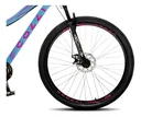 Ver imagem 6 de Bicicleta Colli Eudora Aluminio Aro 29 Disco-Shimano 21V Cor Azul Champanhe com Rosa Neon Tamanho do Quadro 15,5
