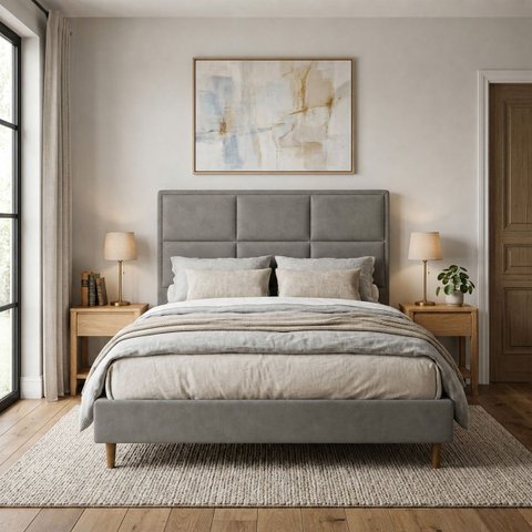 Cabeceira para Cama Casal Estofada 1,38 ,Mts Alice Vilajo: Suede Camurça