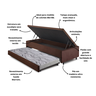 Bicama Box com Baú Solteiro 88x188 com Colchão Auxiliar Suede Marrom - 5