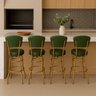 Kit 4 Banquetas Alta Bar Giratória com Encosto Cor Dourado Fosco Assento Grosso Confortável Verde - 1