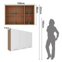 Ver imagem 5 de Armário Aéreo para Cozinha 120cm com 3 Portas Freijó Branco Cz3109