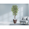Planta Artificial Ficus Verde Creme 2,10m kit + Vaso Trapezio D. Grafiato Marrom 40cm - 2