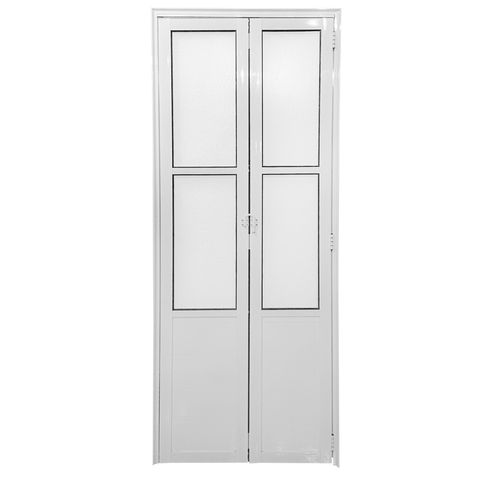 Porta Camarão Lambril com Vidro Aluminio Branco Linha 25 - 210x80 Esquerda