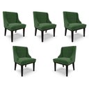 Ver imagem 1 de Kit 5 Cadeiras Decorativas Sala de Jantar Base Fixa de Madeira Firenze Suede Verde Esmeralda/Preto G