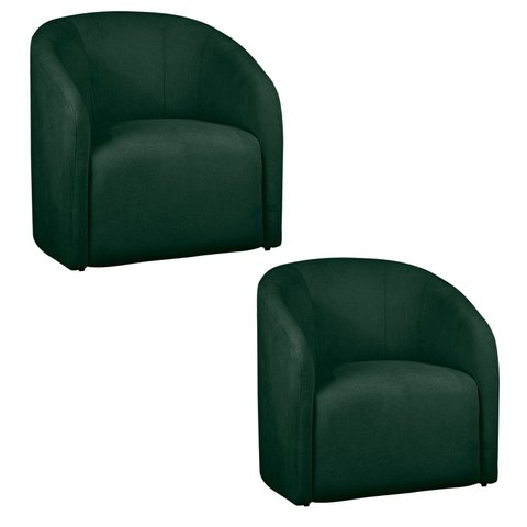 Kit 02 Poltrona Recepção Sala Lara Tecido Requinte Bouclê Cor:verde