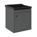 Ver imagem 1 de Tanque de Lavanderia 22 Lts + Gabinete Mdf Suspenso + Sifão Cor:pretocinza