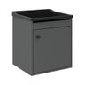 Tanque de Lavanderia 22 Lts + Gabinete Mdf Suspenso + Sifão Cor:pretocinza - 1