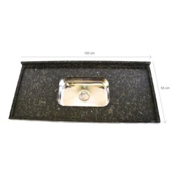 Pia de Granito para Cozinha Levorato Ubatuba – 150x55cm – Granito Verde Ubatuba - 10