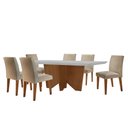 Ver imagem 2 de Sala de Jantar Mesa Evora 180 Mdf Vidro Canto Reto com 6 Cadeiras Grecia Rufato