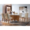 Ver imagem 1 de Sala de Jantar Mesa Evora 180 Mdf Vidro Canto Reto com 6 Cadeiras Grecia Rufato