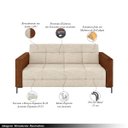 Ver imagem 3 de Sofá Living Decorativo Houston 2 Lugares 180cm Pés em Metal Linho/pu Bege/ Marrom G33 - Gran Belo