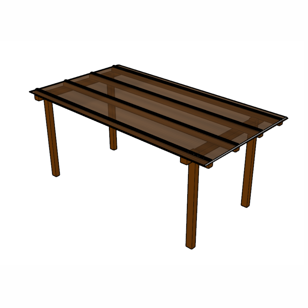 Cobertura Policarbonato Alveolar 2,00m x 4,00m - Bronze 6mm - 1