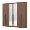Ver imagem 1 de Guarda-roupa Casal Jade 6 Portas 3 Gavetas com 4 Espelhos Castanho - Henn