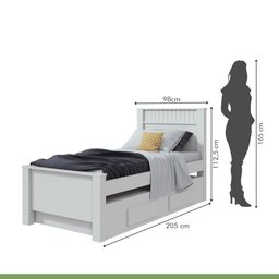 Cama Solteiro com Cama Auxiliar e 2 Gavetas Athenas Móveis Lopas - 3