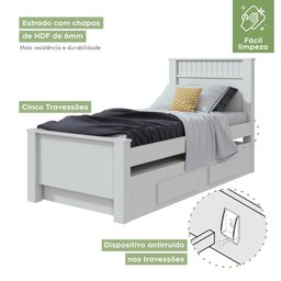 Cama Solteiro com Cama Auxiliar e 2 Gavetas Athenas Móveis Lopas - 5