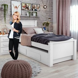 Cama Solteiro com Cama Auxiliar e 2 Gavetas Athenas Móveis Lopas - 8