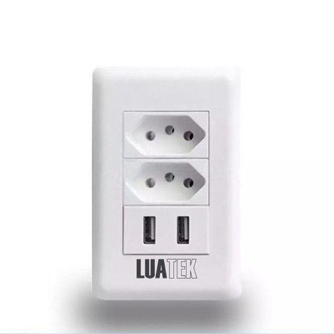 Tomada de Parede 2 Entrada Fonte 2 Usb 5v Smart House Casa Inteligente Carregador Celular 10a Bivolt