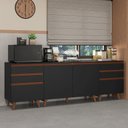 Ver imagem 1 de Kit com Três Balcões de Cozinha 2 Portas 6 Gavetas (com Tampo) Preto Reims Madesa