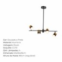 Ver imagem 3 de Luminaria Pendente Spot 65x55cm 40w Gu10 Preto e Dourado Lumier