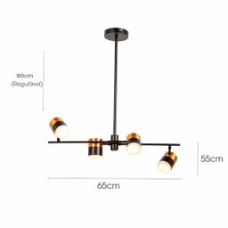 Luminaria Pendente Spot 65x55cm 40w Gu10 Preto e Dourado Lumier - 6
