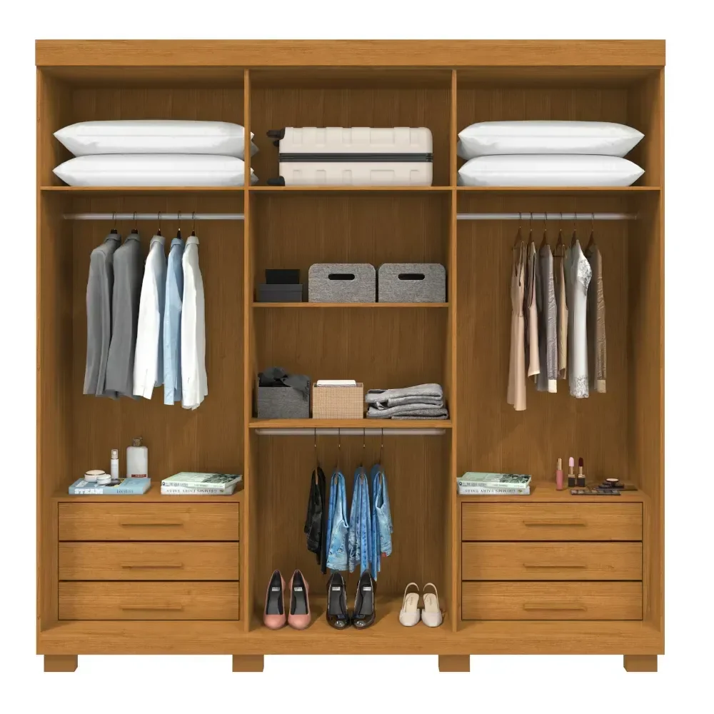 Ver imagem 3 de Guarda Roupa Casal Acp Eliza 6 Portas com Pés 100% Mdf - Cinamomo