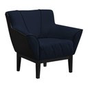 Ver imagem 4 de Poltrona Pérola Estofado Veludo Azul Petróleo Tecido Sintético Preto Base Madeira Maciça Preto