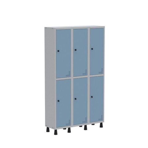 Roupeiro Aço Linha Light 6 Portas - GR303-6 Cinza-Azul Dali