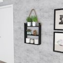 Ver imagem 1 de Nicho Prateleira Decorativo Corda 60 Cm Sala Quarto Escritório Banheiro MDP Preto - ClickLar