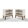 Conjunto Mesa de Cabeceira Santorini Pes de Madeira 60cm Off White - 1
