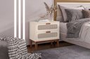 Ver imagem 1 de Conjunto Mesa de Cabeceira Santorini Pes de Madeira 60cm Off White