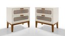 Ver imagem 3 de Conjunto Mesa de Cabeceira Santorini Pes de Madeira 60cm Off White