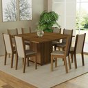 Ver imagem 1 de Conjunto Sala de Jantar Mesa Tampo de Madeira 8 Cadeiras Rustic/crema/bege Marisa Madesa