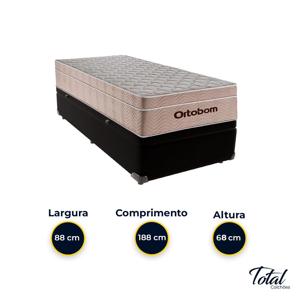 Cama Box Baú Solteiro Preto e Colchão Airtech Springpocket Molas Ensacadas Ortobom - 3