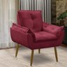 Kit 2 Poltronas para Sala Decorativa Opala Pés Madeira Suede Bordô Império Decor - 8