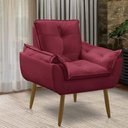 Ver mais imagens de Kit 2 Poltronas para Sala Decorativa Opala Pés Madeira Suede Bordô Império Decor