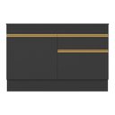 Ver imagem 3 de Balcão Cozinha 120cm com Rodapé 2 Portas 1 Gaveta Veneza Multimóveis V2117 Preto/Dourado