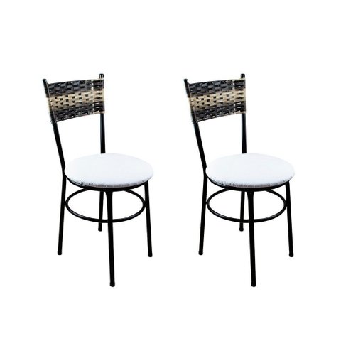 2 Cadeiras Pretas para Cozinha Viena Cappuccino Premium Assento Branco