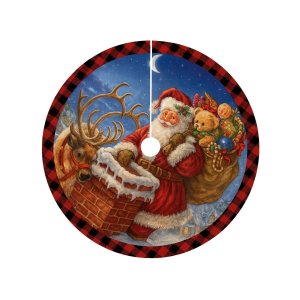 Saia Tapete Base Árvore de Natal Modelo 7 Decoração Papai Noel Enfeite Natalino Luxo Luvinco