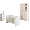 Ver imagem 1 de Guarda Roupa Flocos com Gaveteiro Soft e Berço Americano Soft Branco Acetinado - Tigus