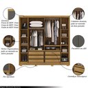 Ver imagem 3 de Guarda Roupa Casal Madesa 6 Portas Bater 6 Gavetas com Cabideiros Ajustáveis Mdf Nature/chumbo G98 G