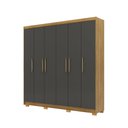Ver imagem 7 de Guarda Roupa Casal Madesa 6 Portas Bater 6 Gavetas com Cabideiros Ajustáveis Mdf Nature/chumbo G98 G