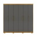 Ver imagem 2 de Guarda Roupa Casal Madesa 6 Portas Bater 6 Gavetas com Cabideiros Ajustáveis Mdf Nature/chumbo G98 G