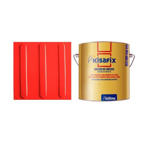 Piso Tátil Direcional Vermelho Pvc Kit 20pçs + 2 Cola 750g