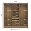 Ver imagem 3 de Guarda-roupa Casal Kappesberg 3 Portas Reversíveis de Correr 3 Espelhos 2 Gavetas Nogueira