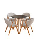 Ver imagem 2 de Conjunto Mesa Jantar Tampo Preto 90cm 4 Poltronas Moderna Basalto