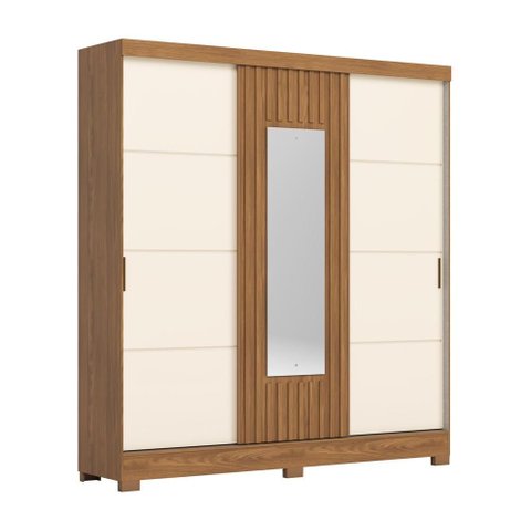 Guarda Roupa 3 Portas Deslizantes 2 Gavetas Nature/off White