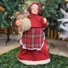 Mamãe Noel Decorativa Avental Xadrez e Saco de Presentes Rústico 60cm - Cromus - 2